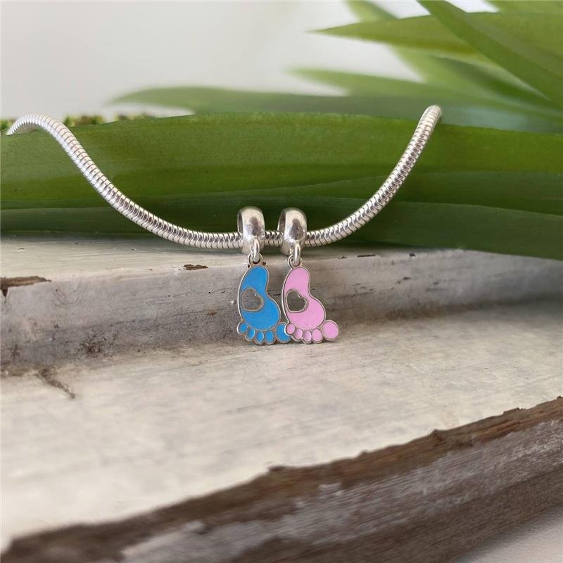 BERLOQUE PRATA 925 PEZINHO DE BEBÊ AZUL