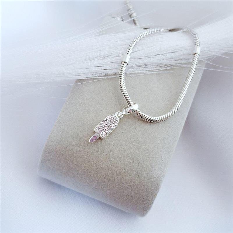 BERLOQUE PRATA 925 PICOLÉ CRAVEJADO MICROZIRCÔNIAS ROSA