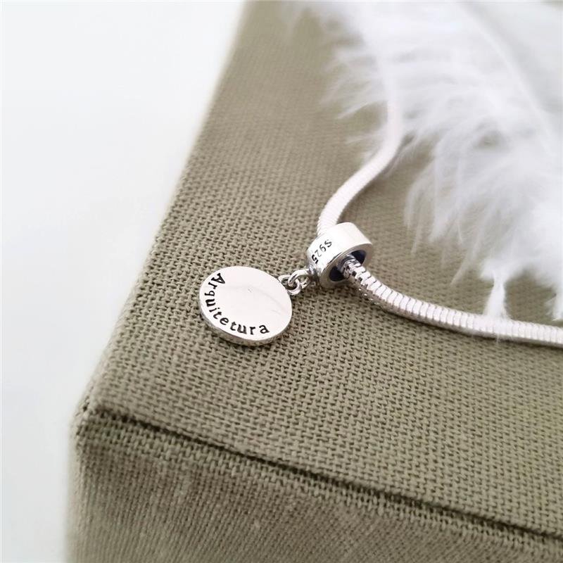 BERLOQUE PRATA 925 PLAQUINHA PROFISSÃO ARQUITETURA