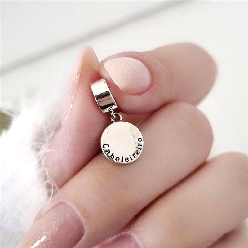 BERLOQUE PRATA 925 PLAQUINHA PROFISSÃO CABELEIREIRO