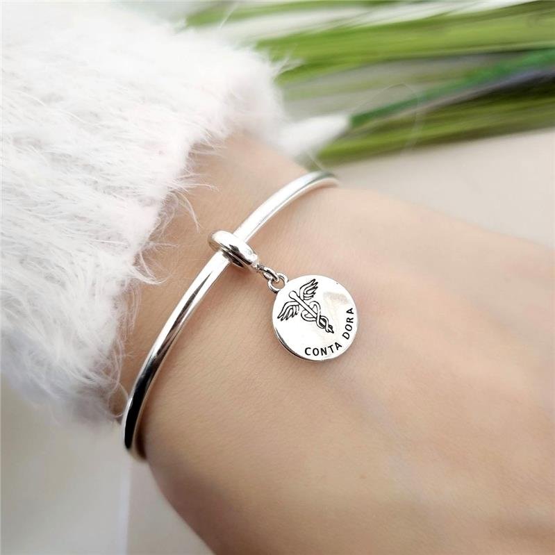 BERLOQUE PRATA 925 PLAQUINHA PROFISSÃO CONTADORA