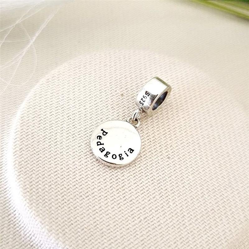 BERLOQUE PRATA 925 PLAQUINHA PROFISSÃO PEDAGOGIA