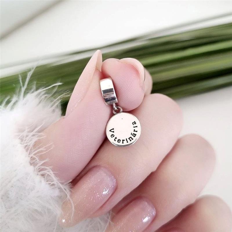 BERLOQUE PRATA 925 PLAQUINHA PROFISSÃO VETERINÁRIA