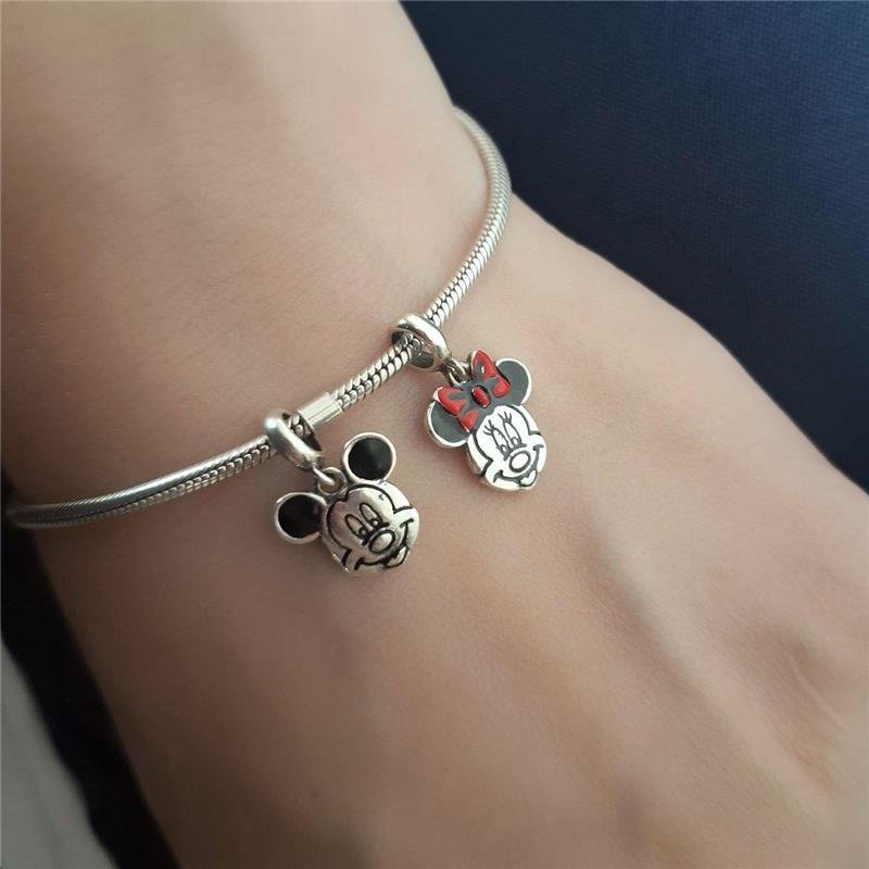 BERLOQUE PRATA 925 ROSTO MINNIE LAÇO VERMELHO 