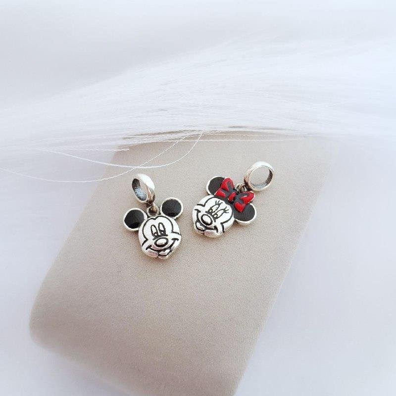 BERLOQUE PRATA 925 ROSTO MINNIE LAÇO VERMELHO 