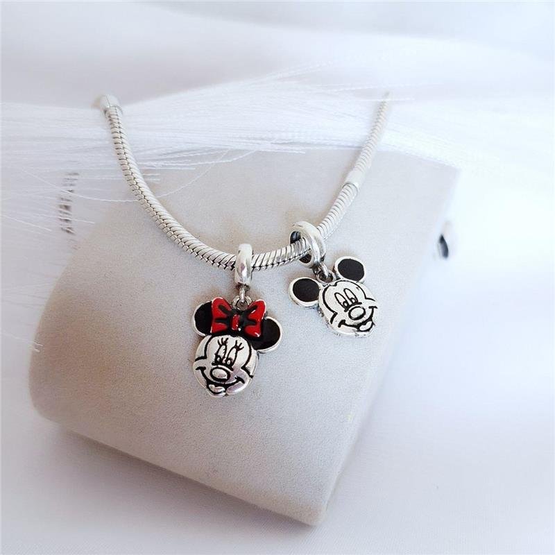 BERLOQUE PRATA 925 ROSTO MINNIE LAÇO VERMELHO 