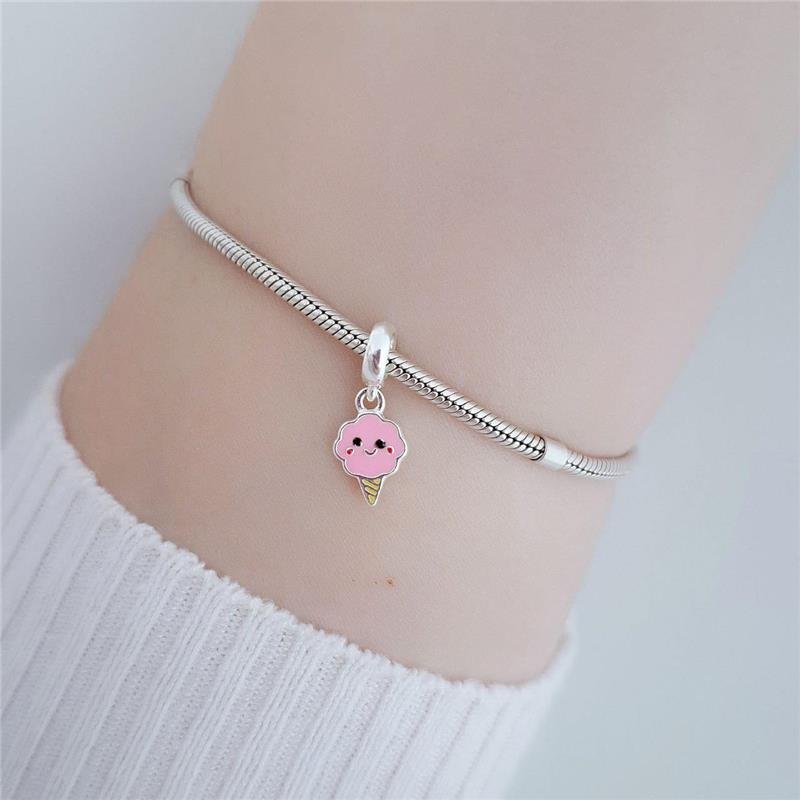 BERLOQUE PRATA 925 SORVETE CASQUINHA ROSA 