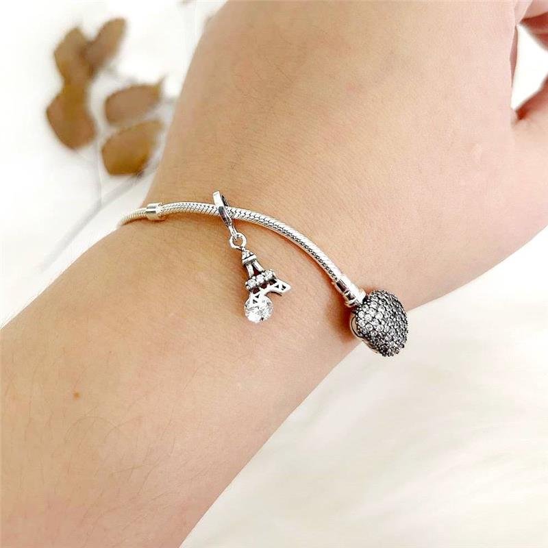 BERLOQUE PRATA 925 TORRE EIFFEL PONTO LUZ CRAVEJADO