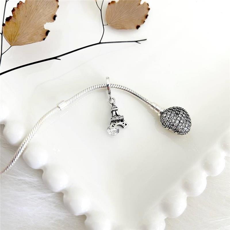 BERLOQUE PRATA 925 TORRE EIFFEL PONTO LUZ CRAVEJADO