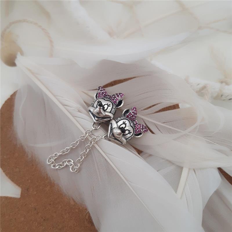 BERLOQUE PRATA 925 TRAVA CORRENTE MINNIE COM PEDRA