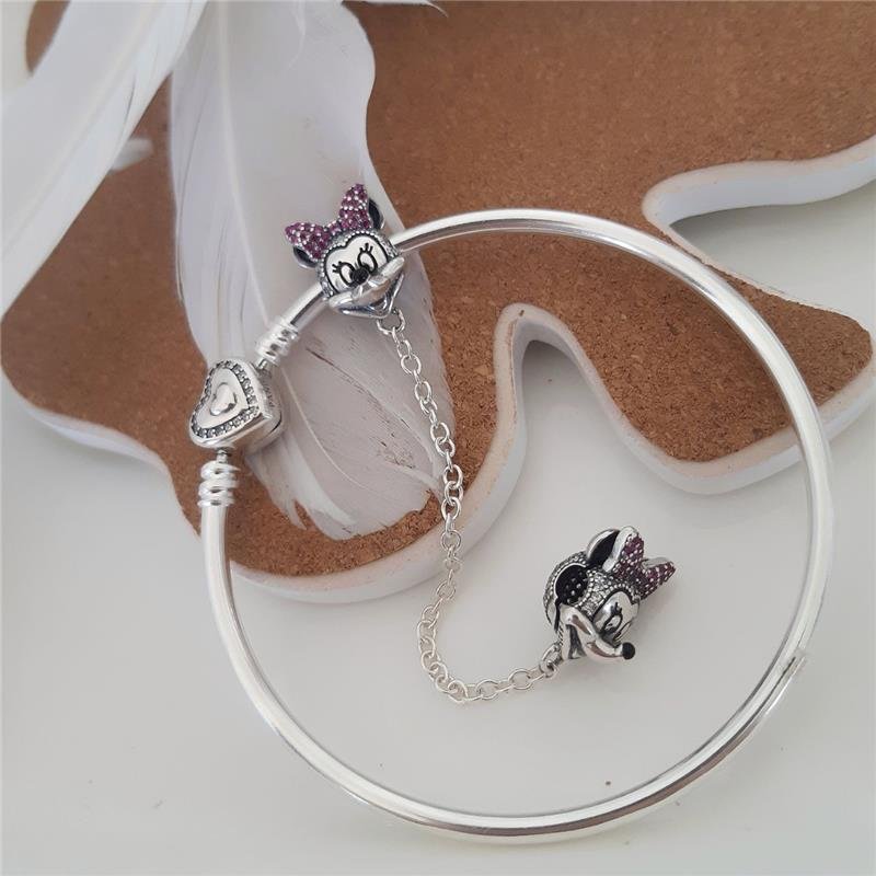 BERLOQUE PRATA 925 TRAVA CORRENTE MINNIE COM PEDRA