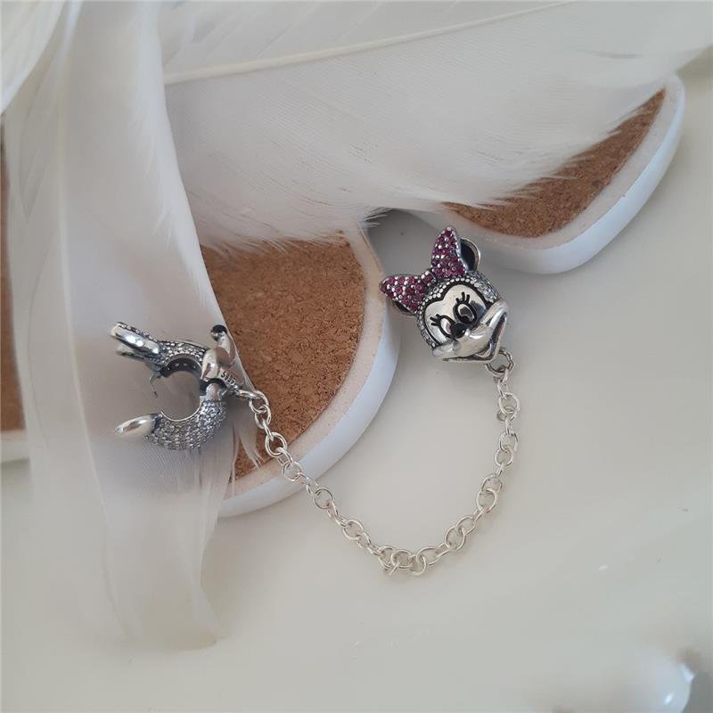 BERLOQUE PRATA 925 TRAVA CORRENTE MINNIE COM PEDRA