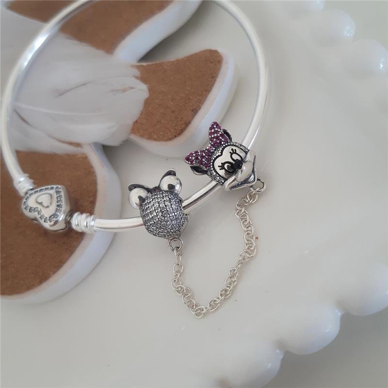 BERLOQUE PRATA 925 TRAVA CORRENTE MINNIE COM PEDRA