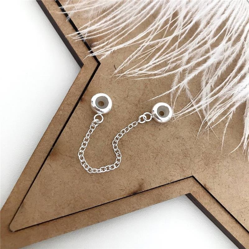 BERLOQUE PRATA 925 TRAVA DE SILICONE COM CORRENTE