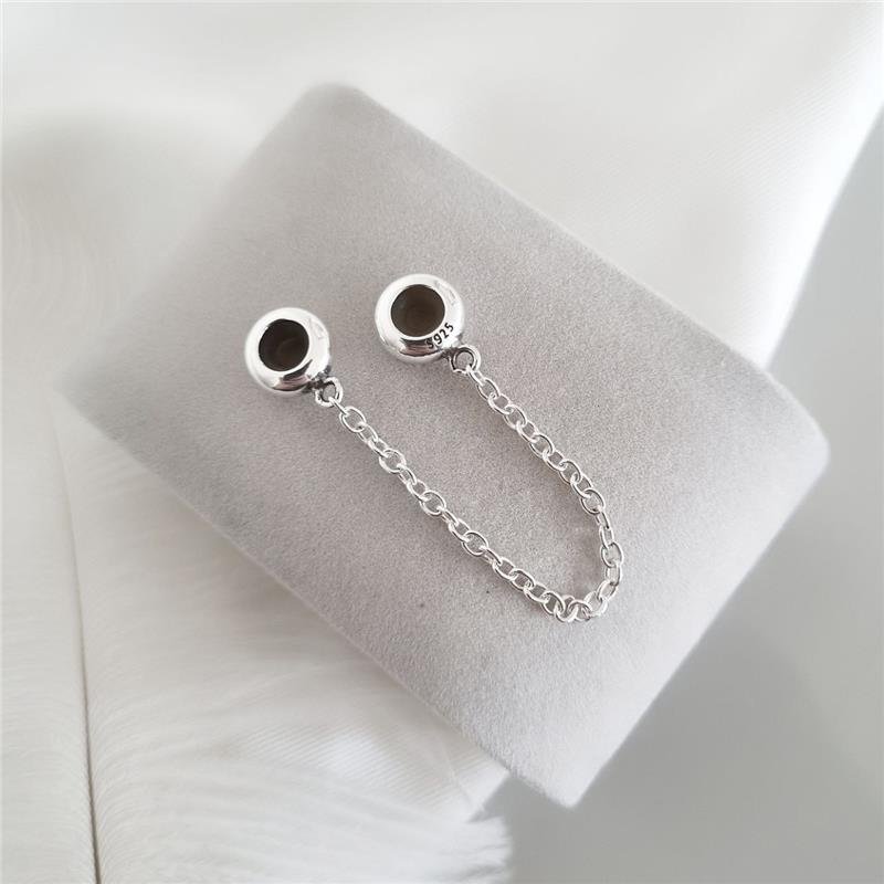 BERLOQUE PRATA 925 TRAVA DE SILICONE COM CORRENTE