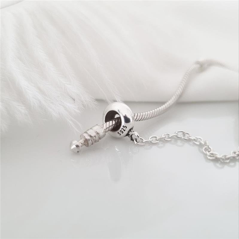 BERLOQUE PRATA 925 TRAVA DE SILICONE COM CORRENTE