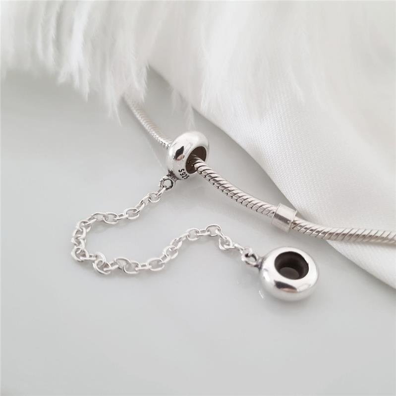 BERLOQUE PRATA 925 TRAVA DE SILICONE COM CORRENTE