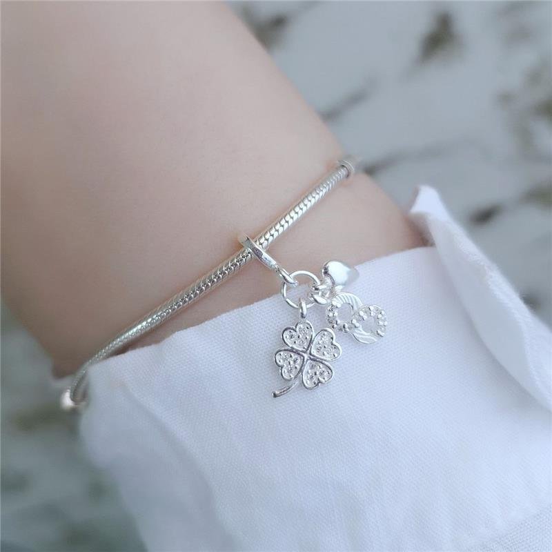 BERLOQUE PRATA 925 TREVO CORAÇÃO INFINITO CRAVEJADOS ZIRCÔNIA