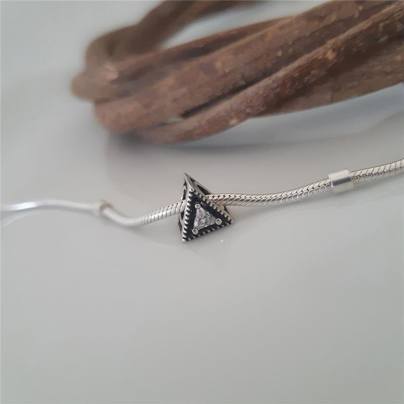 BERLOQUE PRATA 925 TRIÂNGULO COM ZIRCÔNIA 
