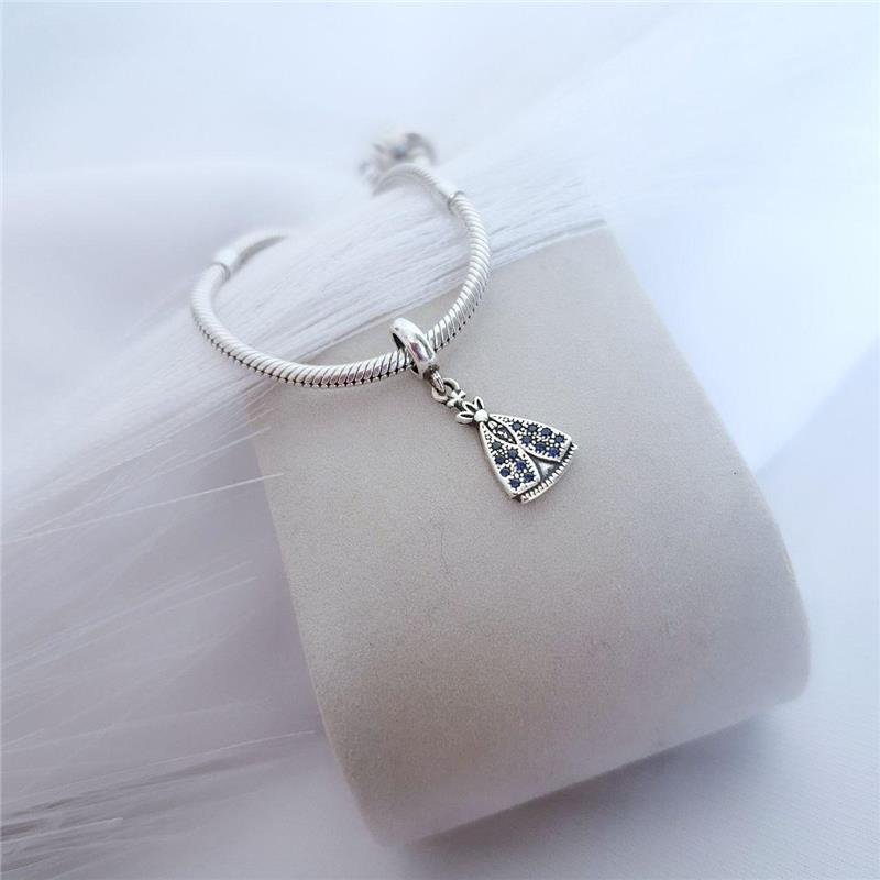 BERLOQUE PRATA 925 NOSSA SENHORA APARECIDA MICROZIRCÔNIA AZUL