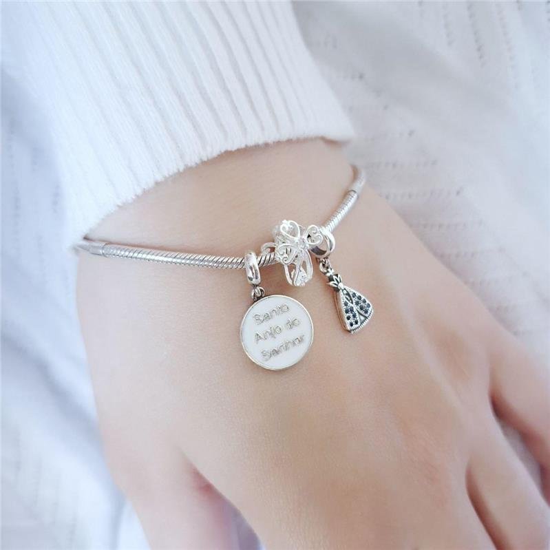 BERLOQUE PRATA 925 NOSSA SENHORA APARECIDA MICROZIRCÔNIA AZUL