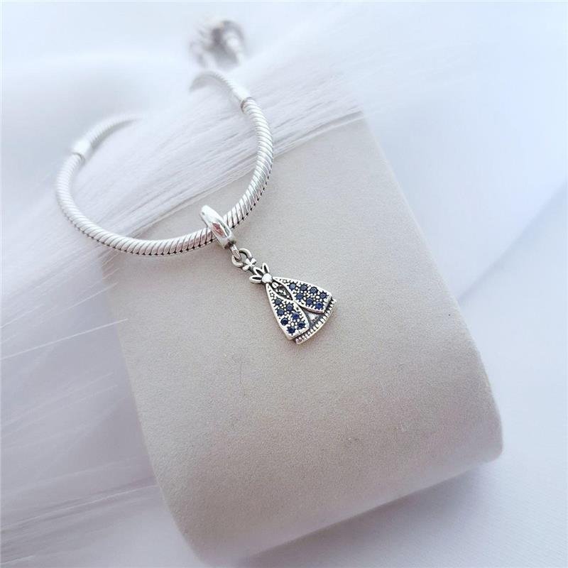 BERLOQUE PRATA 925 NOSSA SENHORA APARECIDA MICROZIRCÔNIA AZUL
