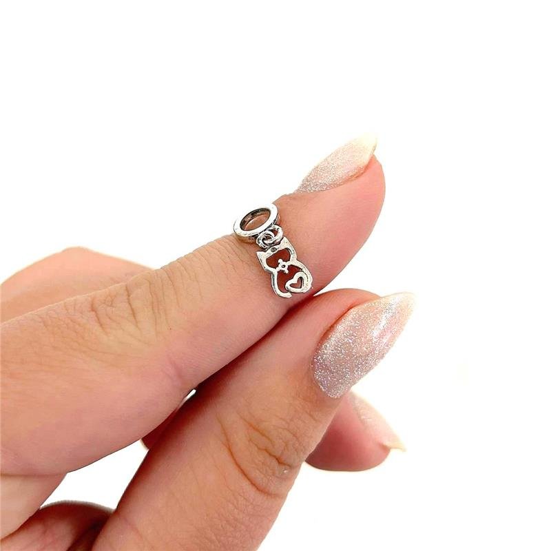 BERLOQUE PRATA BALI 925 GATO COM CORAÇÃO