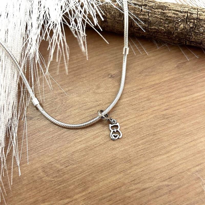 BERLOQUE PRATA BALI 925 GATO COM CORAÇÃO