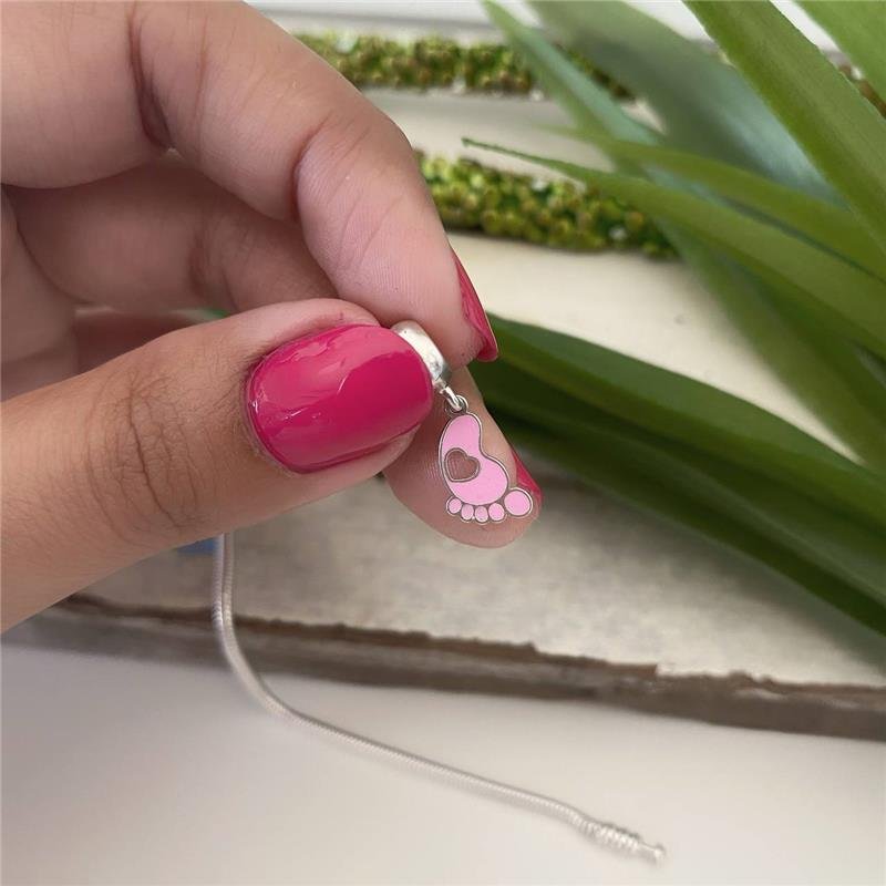 BERLOQUE PRATA 925 PEZINHO BEBÊ ROSA