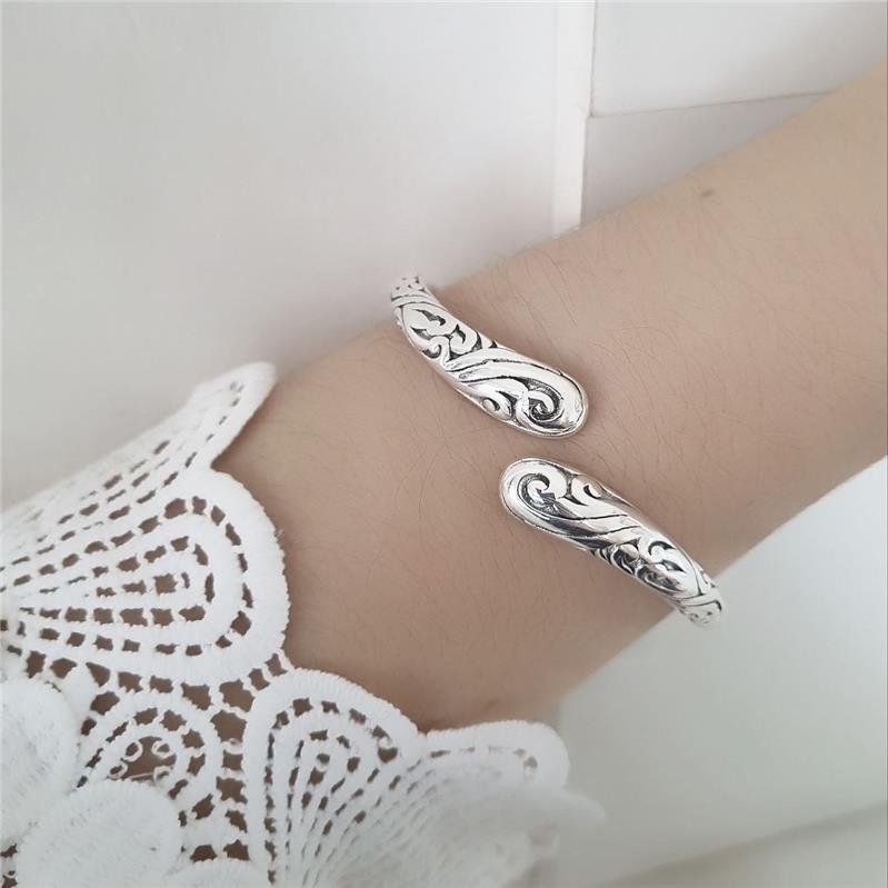 BRACELETE PRATA 925 ABERTO ARABESCOS