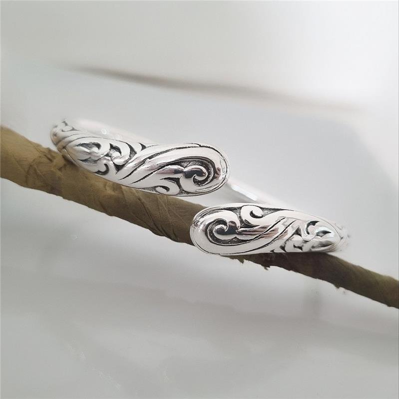 BRACELETE PRATA 925 ABERTO ARABESCOS