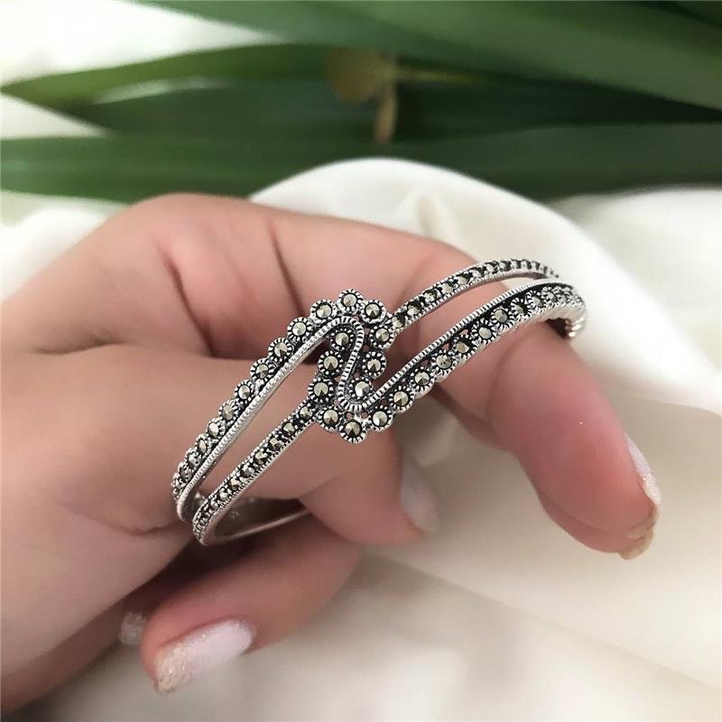 BRACELETE PRATA 925 ABERTO COM MARCASSITA