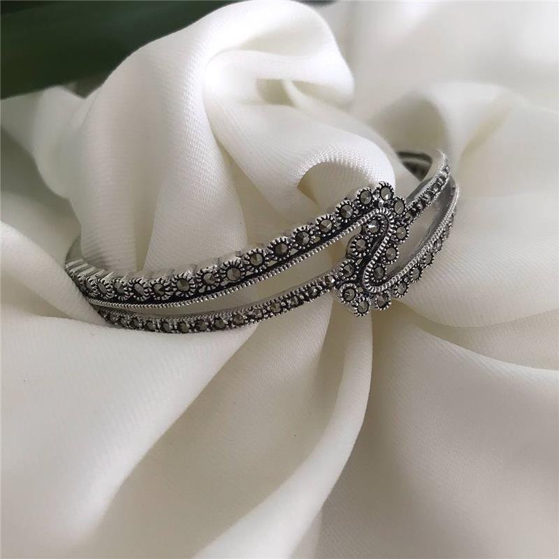 BRACELETE PRATA 925 ABERTO COM MARCASSITA