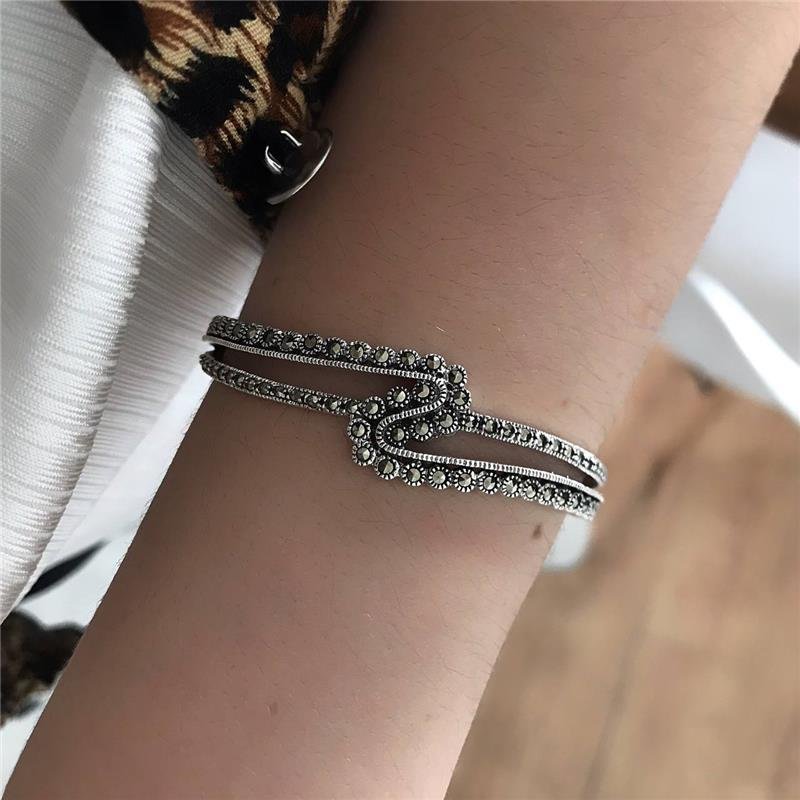 BRACELETE PRATA 925 ABERTO COM MARCASSITA