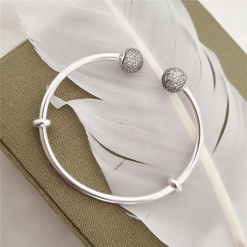 BRACELETE PRATA 925 ABERTO CRAVEJADO COM ZIRCÔNIA