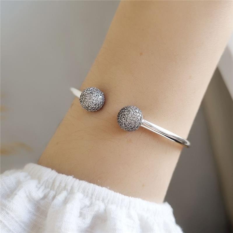 BRACELETE PRATA 925 ABERTO CRAVEJADO COM ZIRCÔNIA