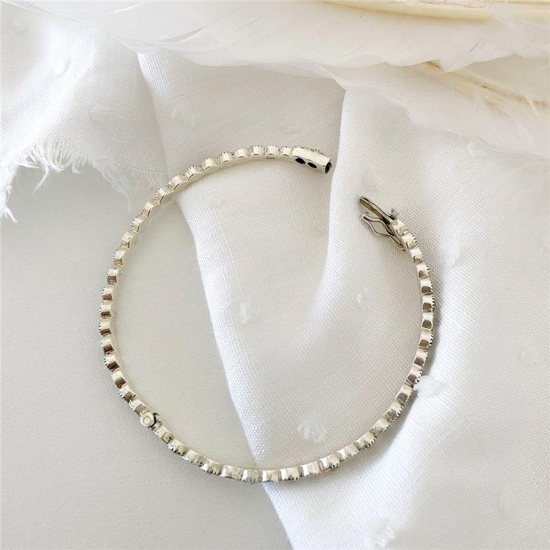 BRACELETE PRATA 925 BOLINHAS PEDRA NATURAL 1X1