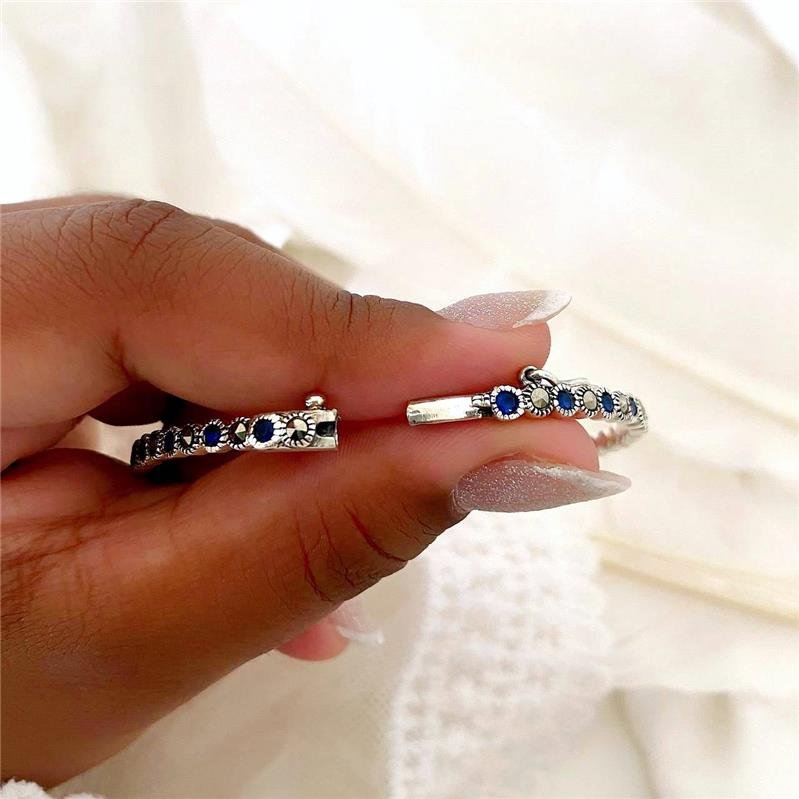 BRACELETE PRATA 925 BOLINHAS PEDRA NATURAL 1X1