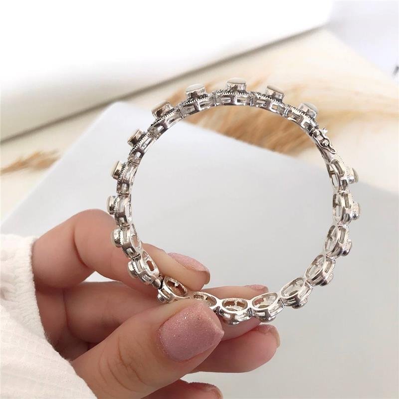 BRACELETE PRATA 925 BRACELETE CÍRCULOS MADRE PÉROLA