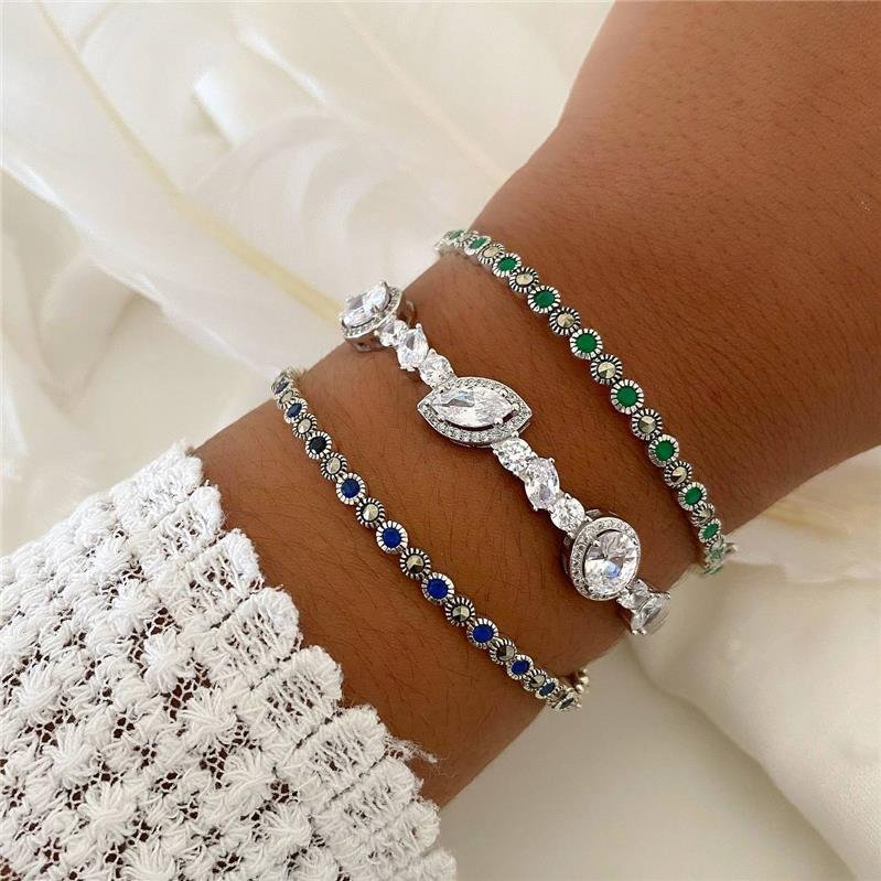 BRACELETE PRATA 925 COM PEDRAS ZIRCÔNIA