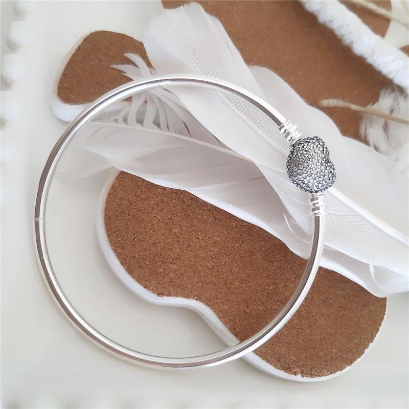 BRACELETE PRATA 925 FECHO CORAÇÃO COM PEDRA