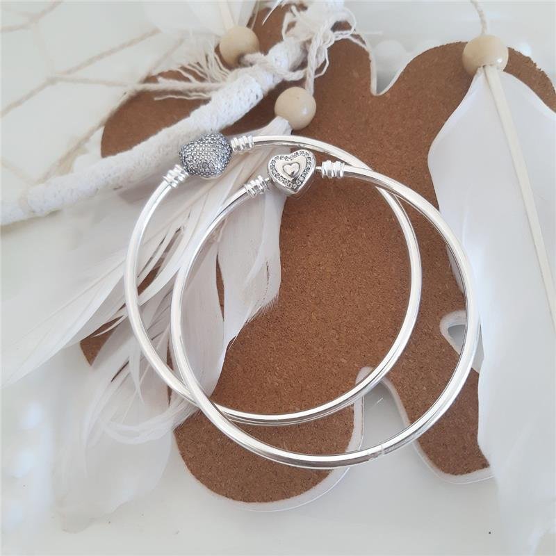 BRACELETE PRATA 925 FECHO CORAÇÕES COM PEDRA