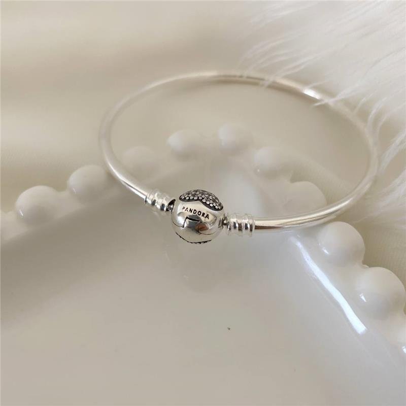 BRACELETE PRATA 925 FECHO REDONDO CORAÇÃO COM PEDRA