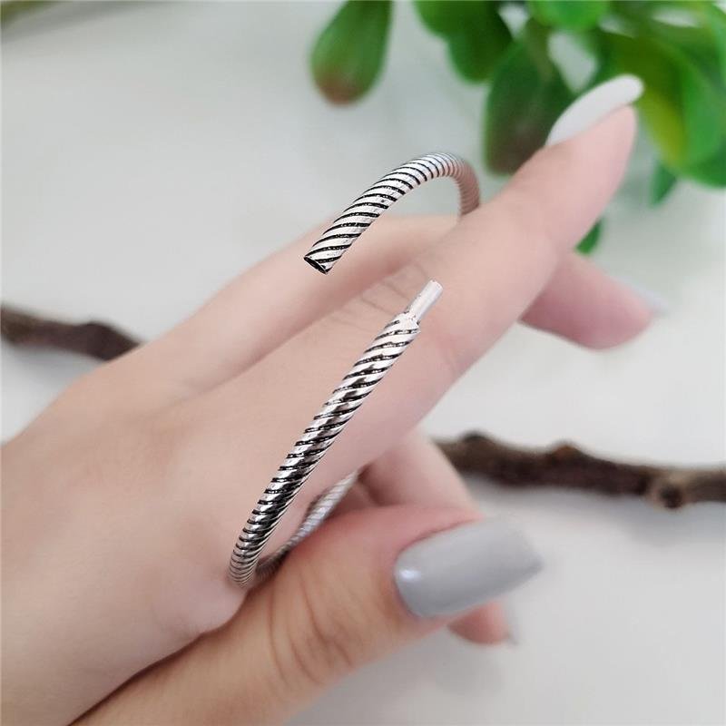 BRACELETE PRATA 925 REDONDO ESPIRAL CORDA