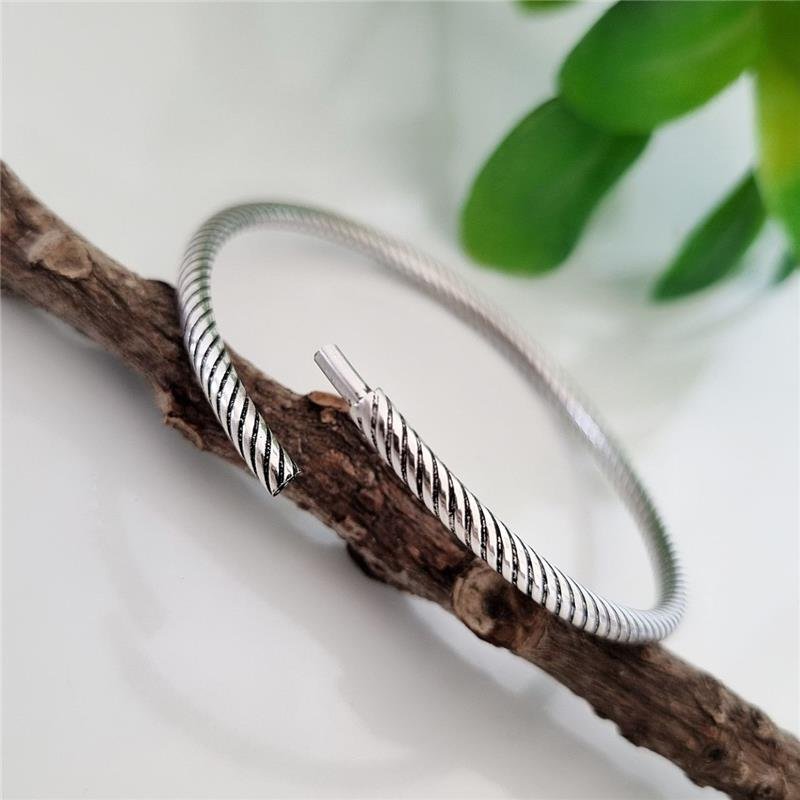 BRACELETE PRATA 925 REDONDO ESPIRAL CORDA