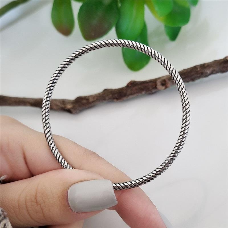 BRACELETE PRATA 925 REDONDO ESPIRAL CORDA