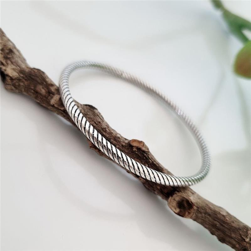 BRACELETE PRATA 925 REDONDO ESPIRAL CORDA