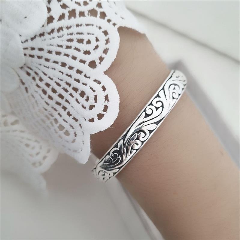 BRACELETE PRATA 925 REDONDO TRABALHADO