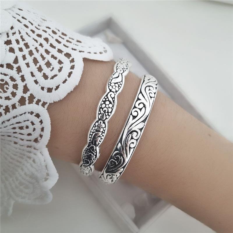 BRACELETE PRATA 925 REDONDO TRABALHADO