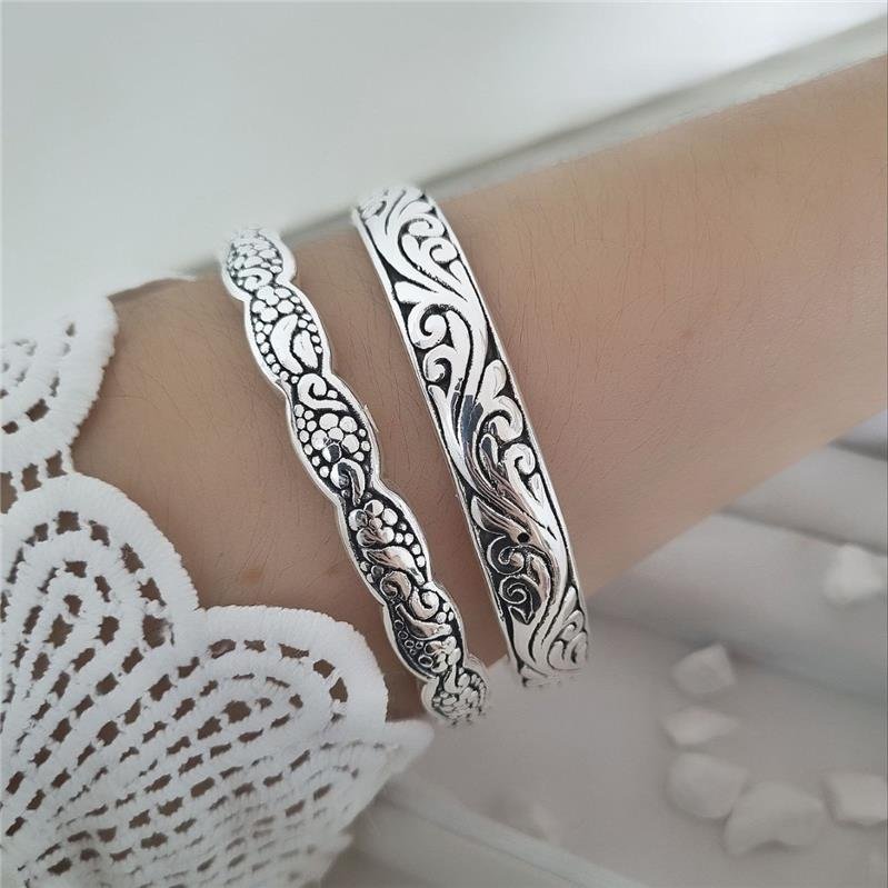 BRACELETE PRATA 925 REDONDO TRABALHADO